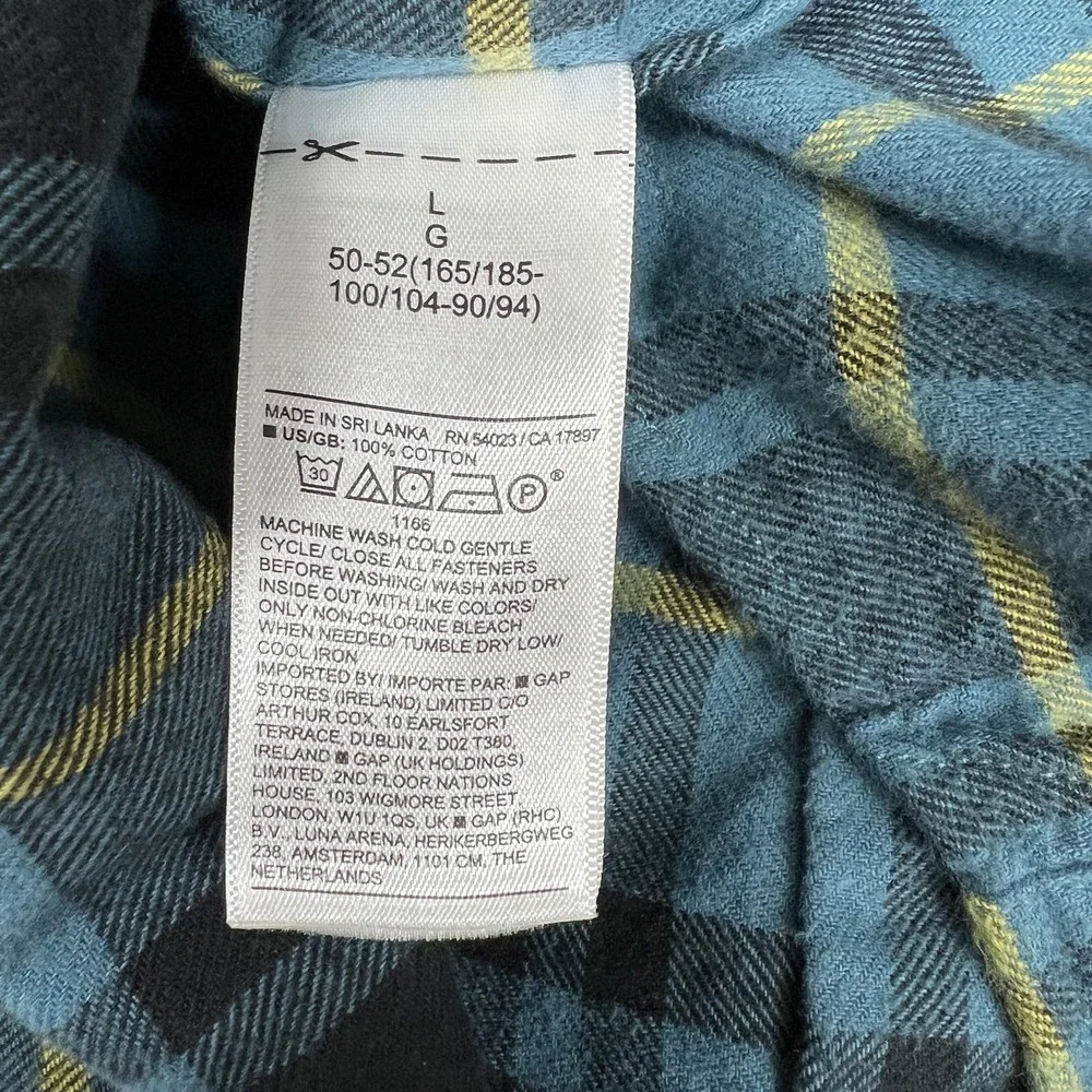 Banana Republic Shirt Mens L Blue Plaid Flannel Long Sleeve Button Casual Fall